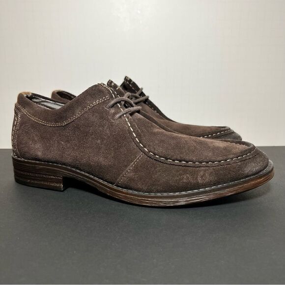 Mens CLARKS Delsin Rise Brown Leather Oxford Shoes / Size 8 Medium - Picture 1 of 10
